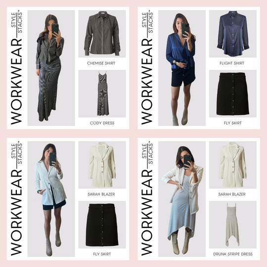  collage image of the style stacks workwear clothing options by inlarkin