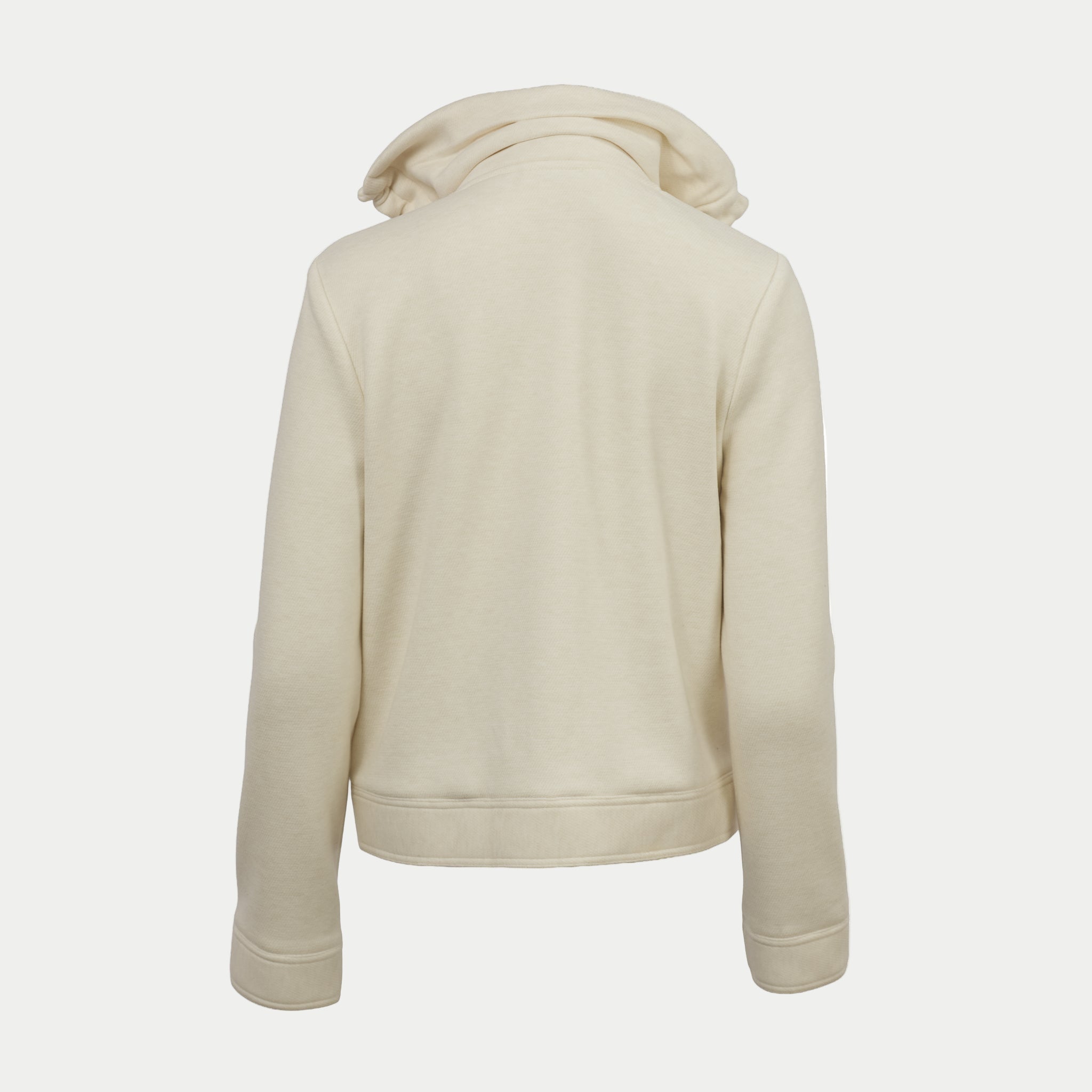 off white hooded jacket back view by inlarkin on an off white background