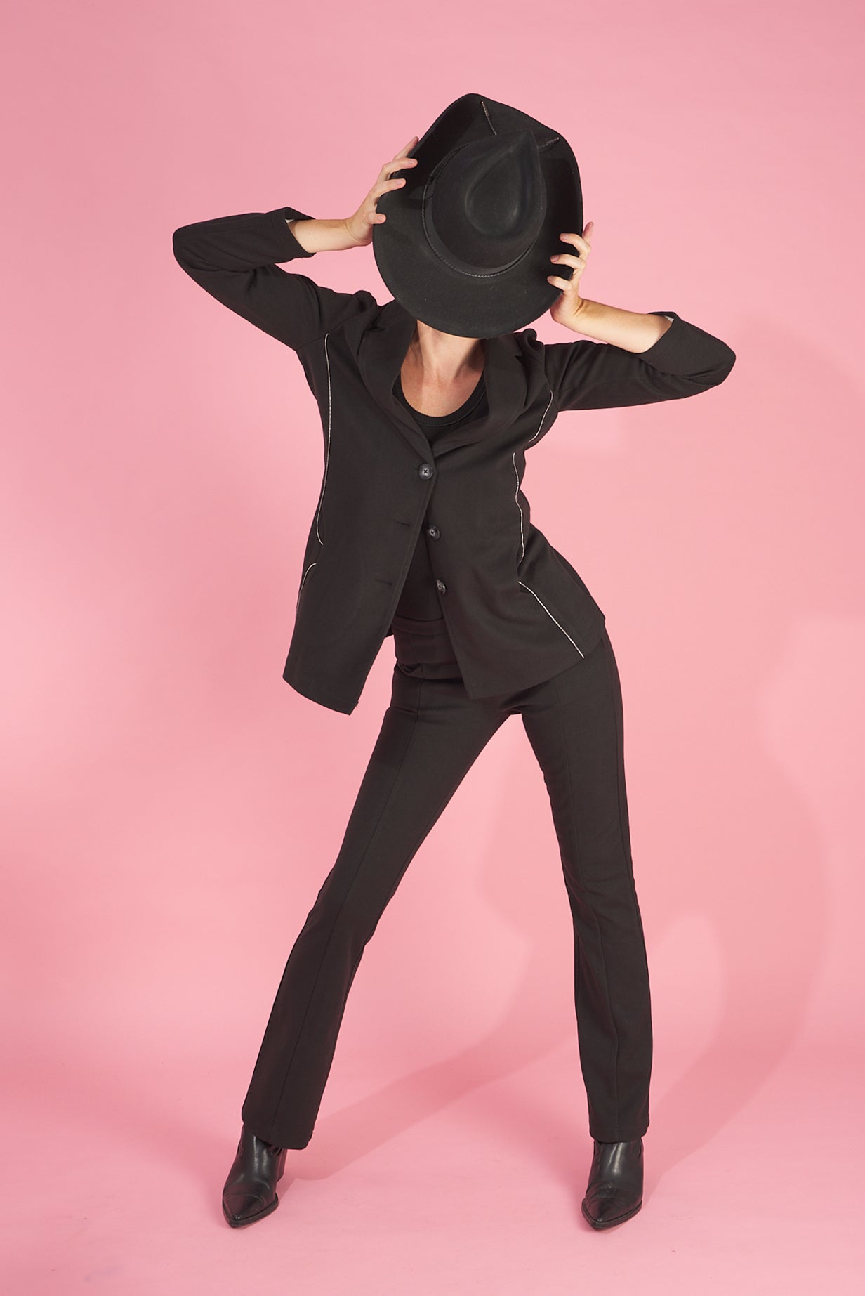 new arrival maxine blazer and the sublime gloss jean by inlarkin featuring detailed silver piping and seam detailing