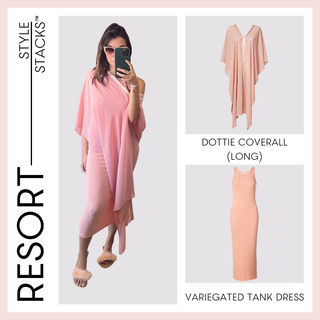  style stacks resort image by inlarkin featuring the dottie coverall long in coral and the variegated tank dress in coral