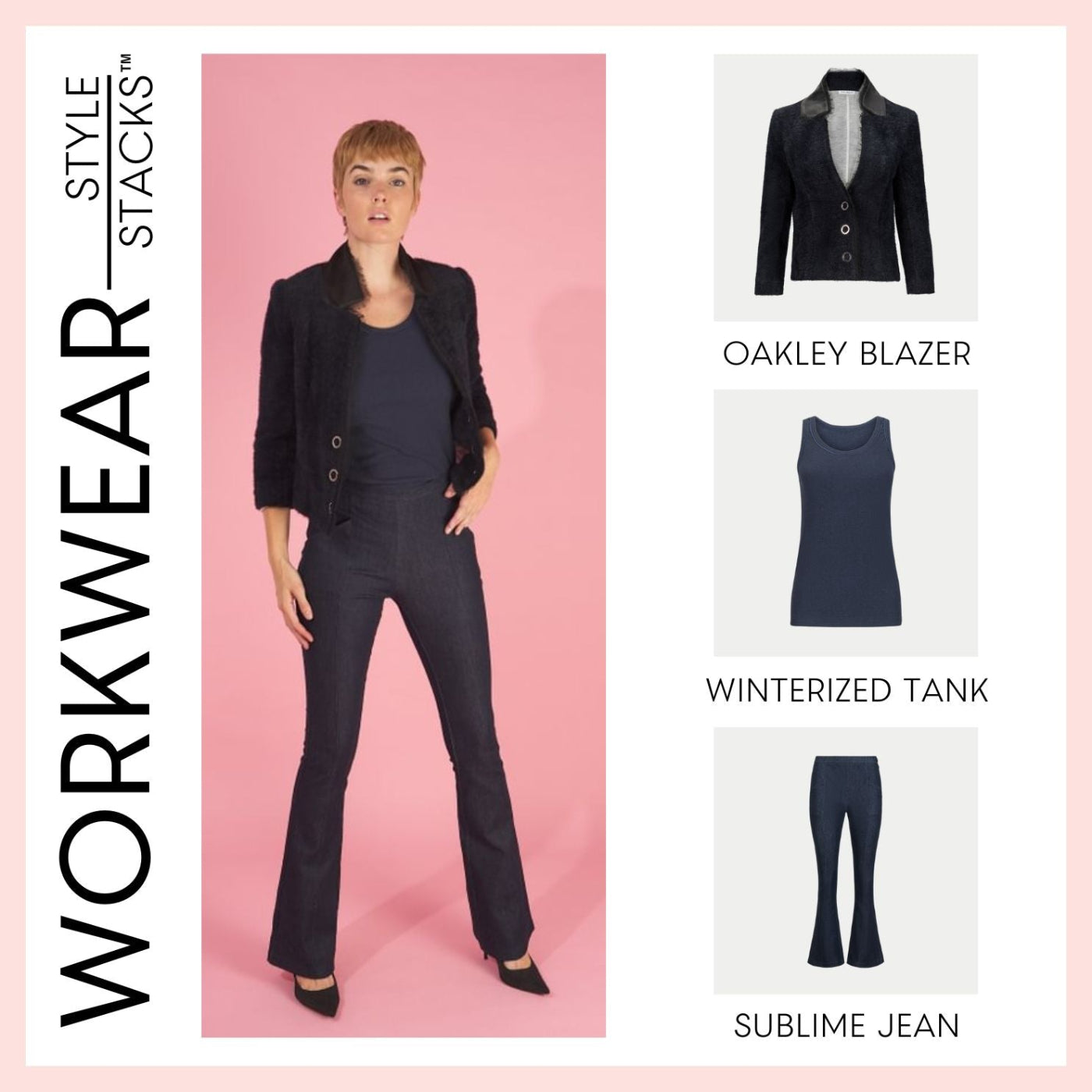 the style stacks workwear by inlarkin featuring the oakley blazer, winterized tank and sublime jean