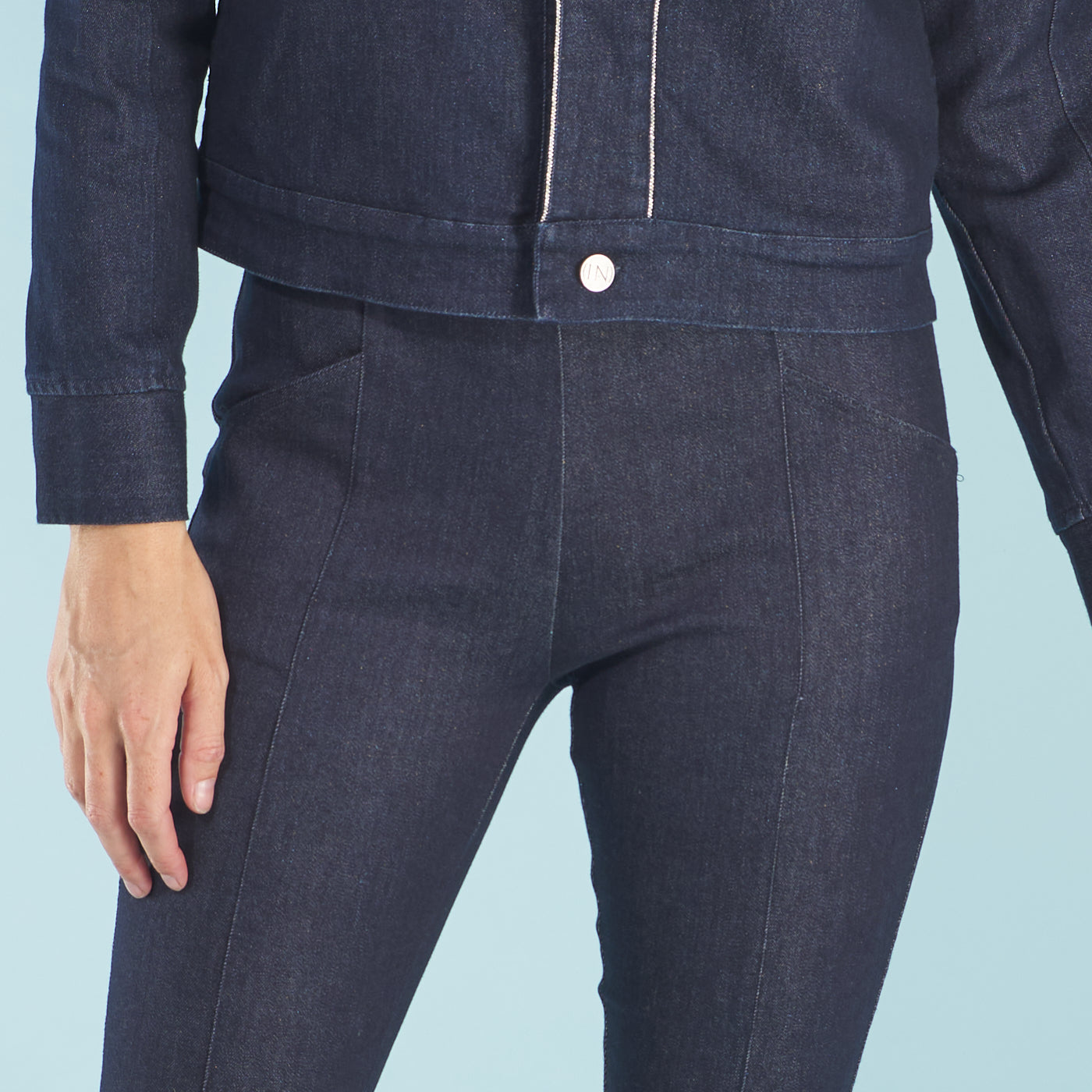 the sublime jean by inlarkin complements the Debra Jean Jacket 2.0 for a complete runway-ready look