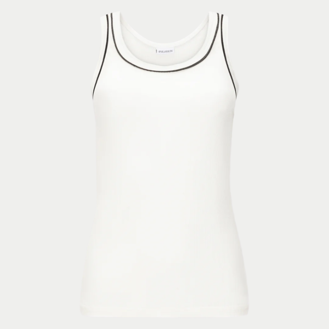 variegated tank 2.0 in white with black trim front view by inlarkin