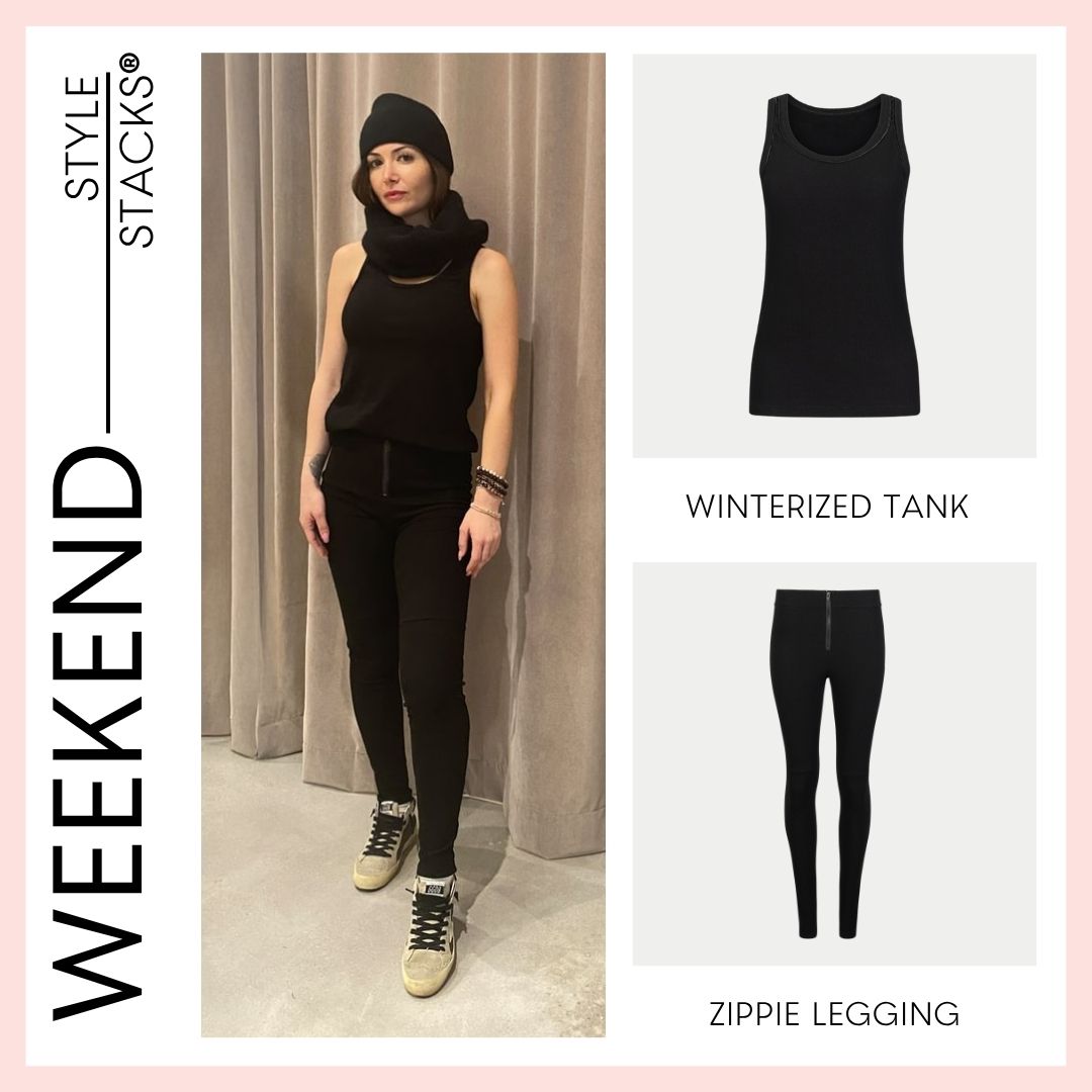 the style stacks weekend by inlarkin featuring the winterized tank in black and the zippie legging in black