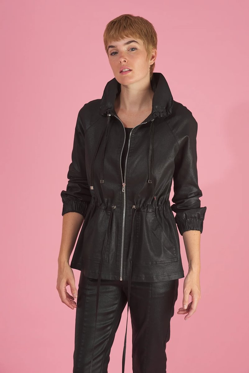 the jackets and blazers collection featuring the brooke blazer in black by inlarkin with the drawstring waist and collar