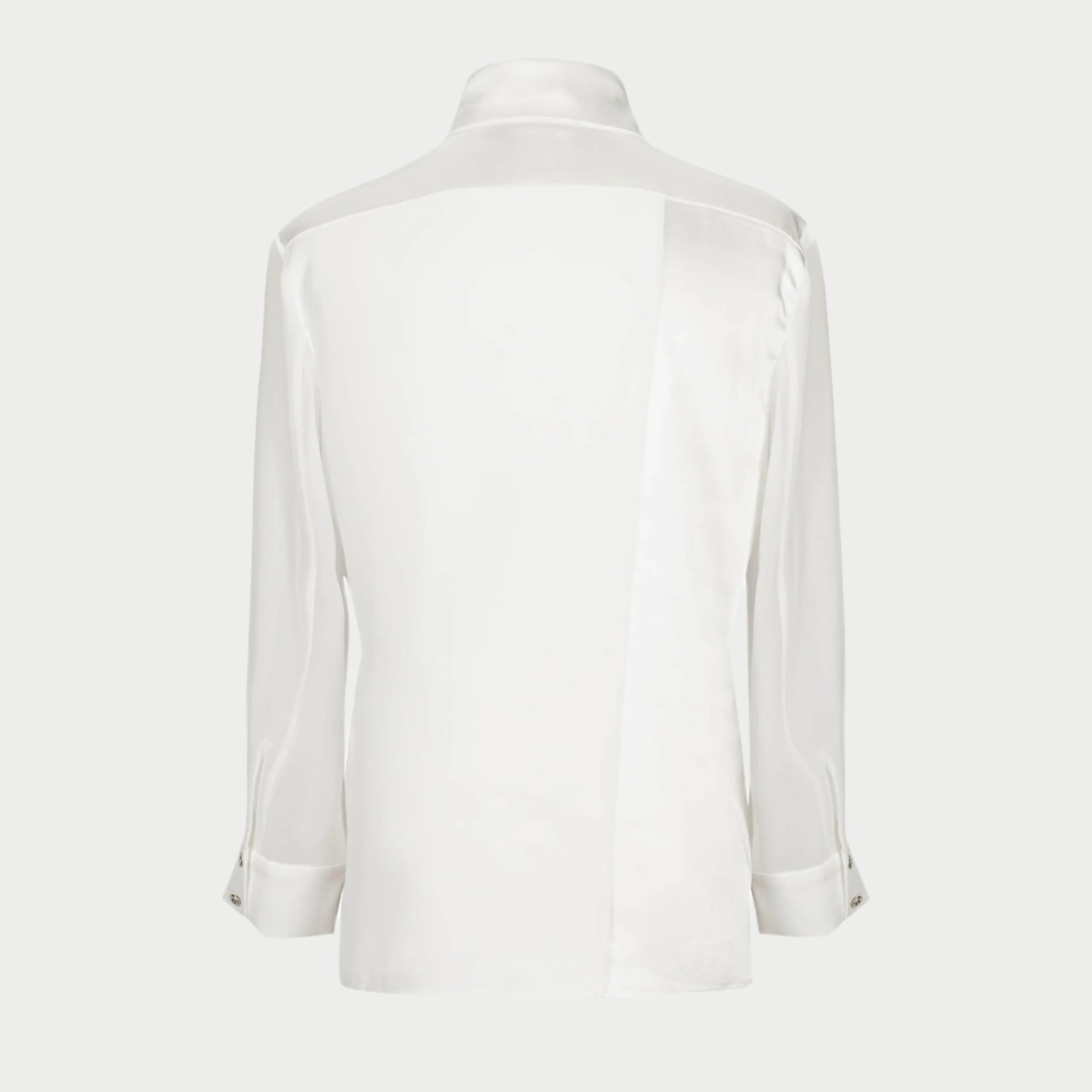 the aliferous shirt in white by inlarkin featuring a back contrasting fabric flap detail that adds movement and style with every step