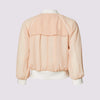 beauty bomber jacket in coral by inlarkin back view showing the back vent detail