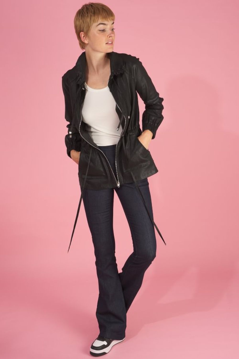 the brooke breaker and sublime jean by inlarkin showing effortless transitioning from the casual to the elevated