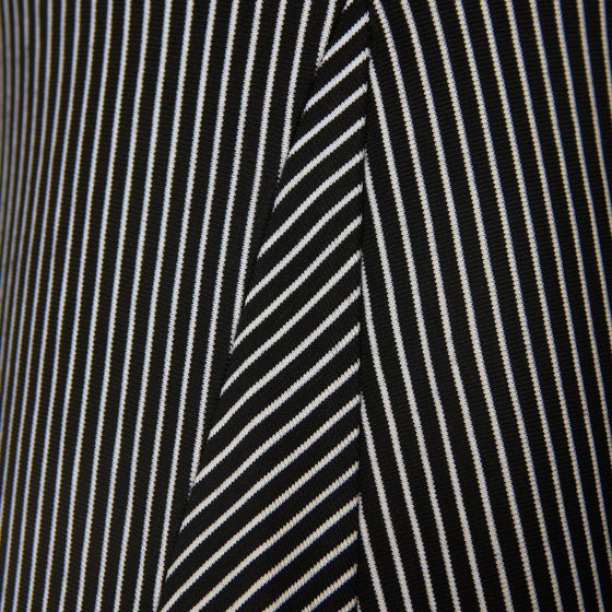 cody dress black detail of fabric stripes