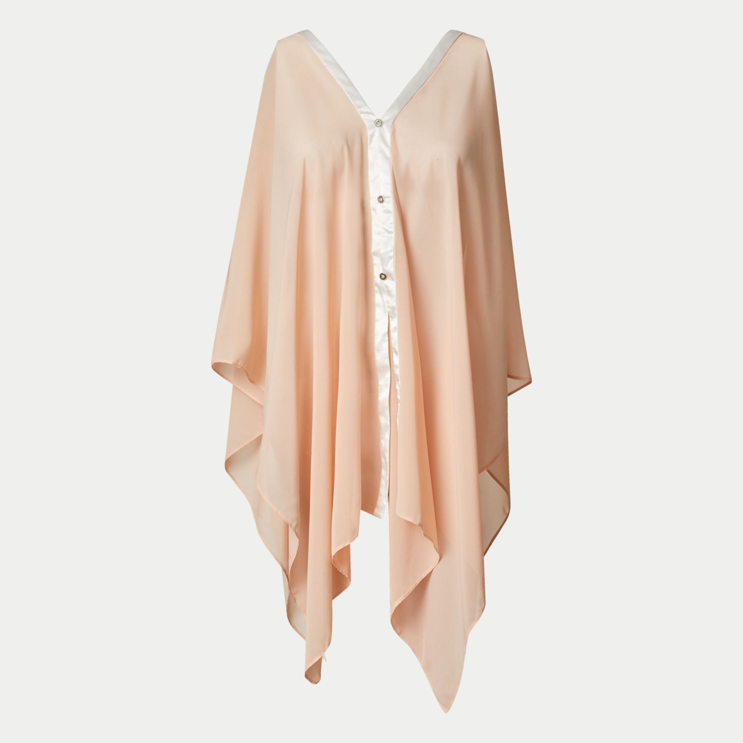 the dottie coverall short by inlarkin in coral with contrasting black satin trim and baby silver buttons is a versatile caftan that has multiply styling options
