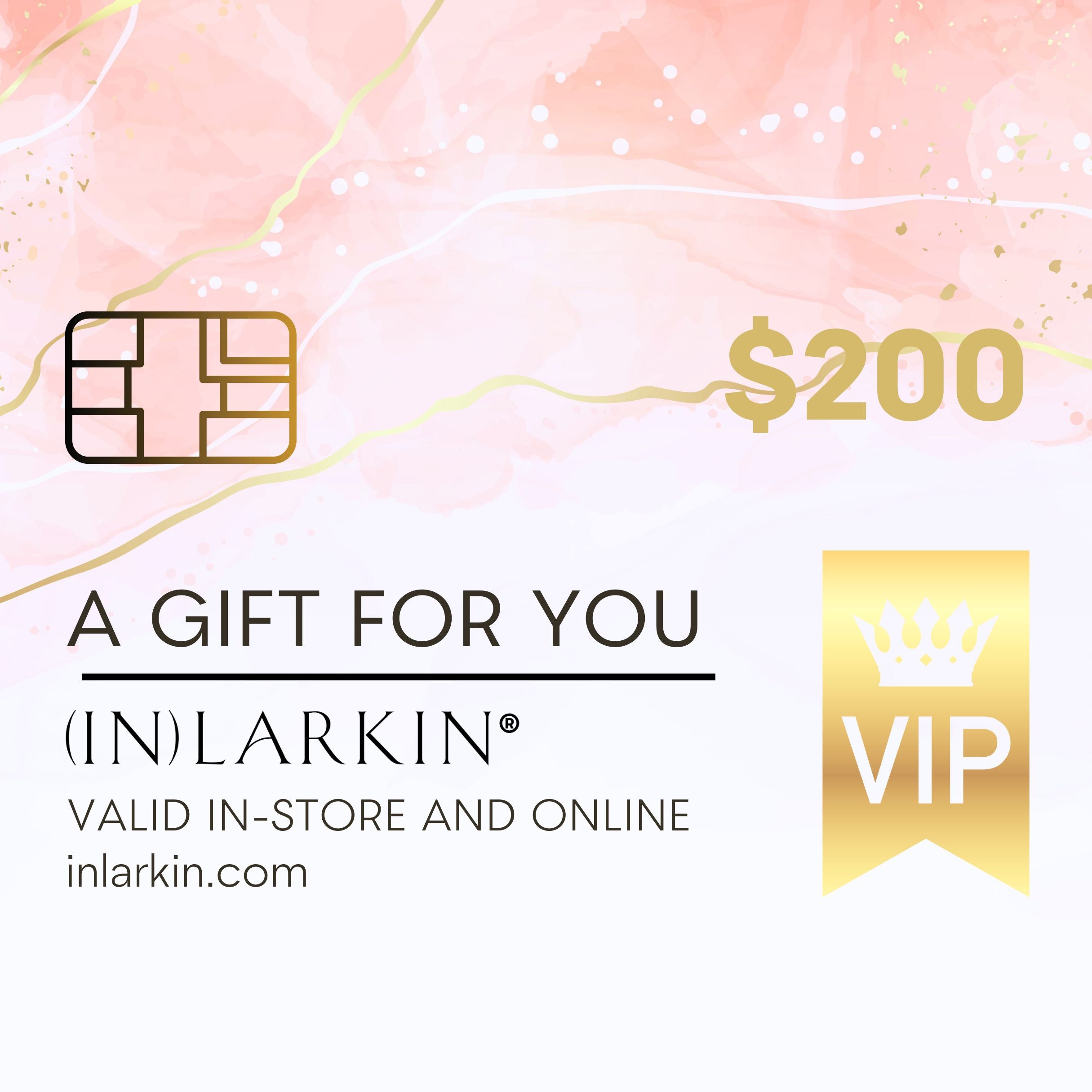 image of inlarkin gift card with the denomination of $200