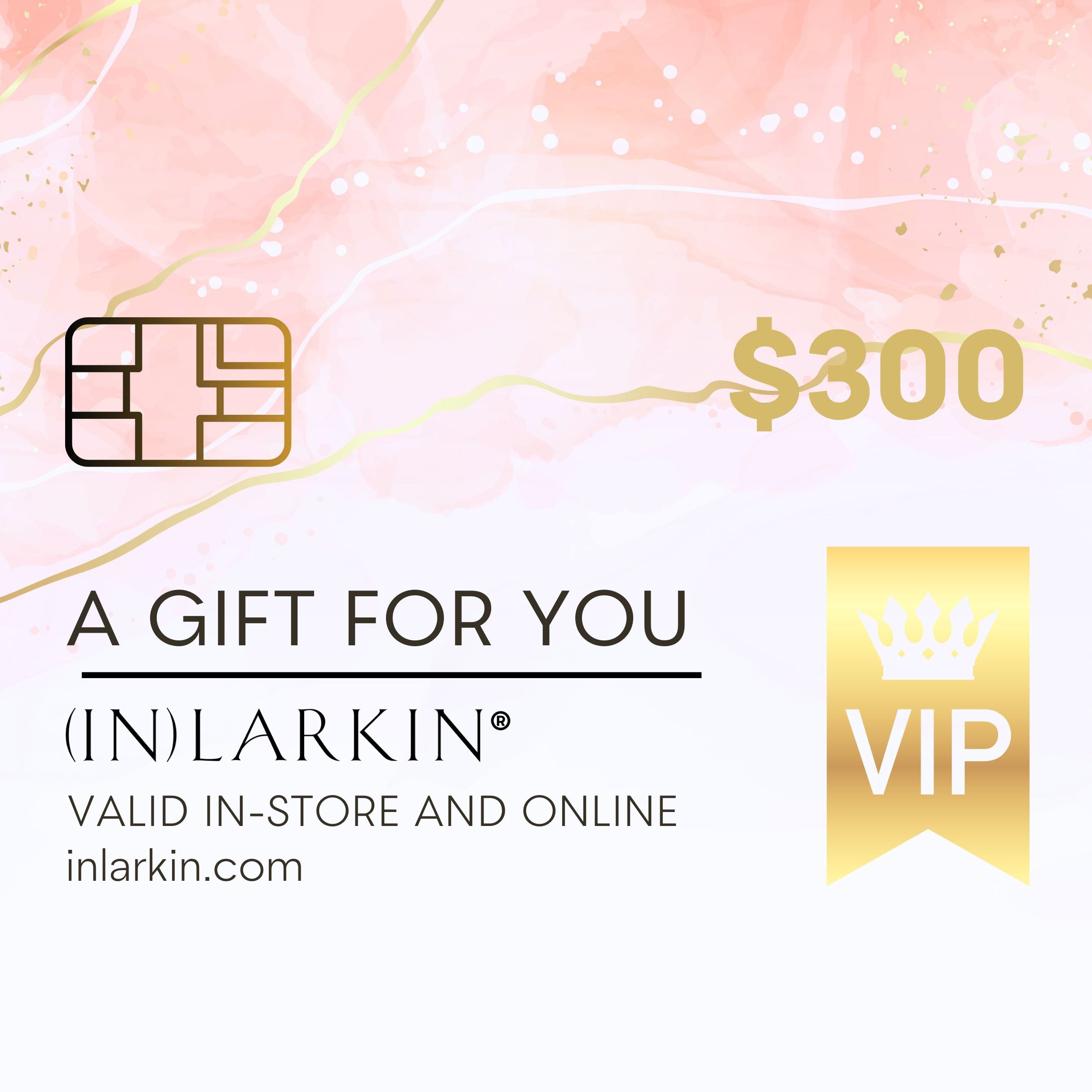 image of inlarkin gift card with the denomination of $300