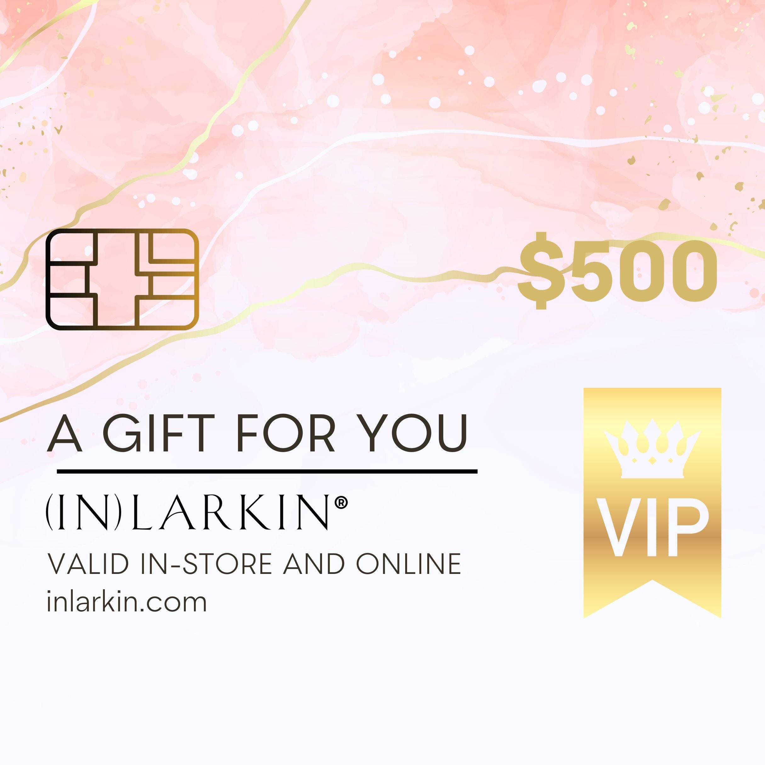 image of inlarkin gift card with the denomination of $500