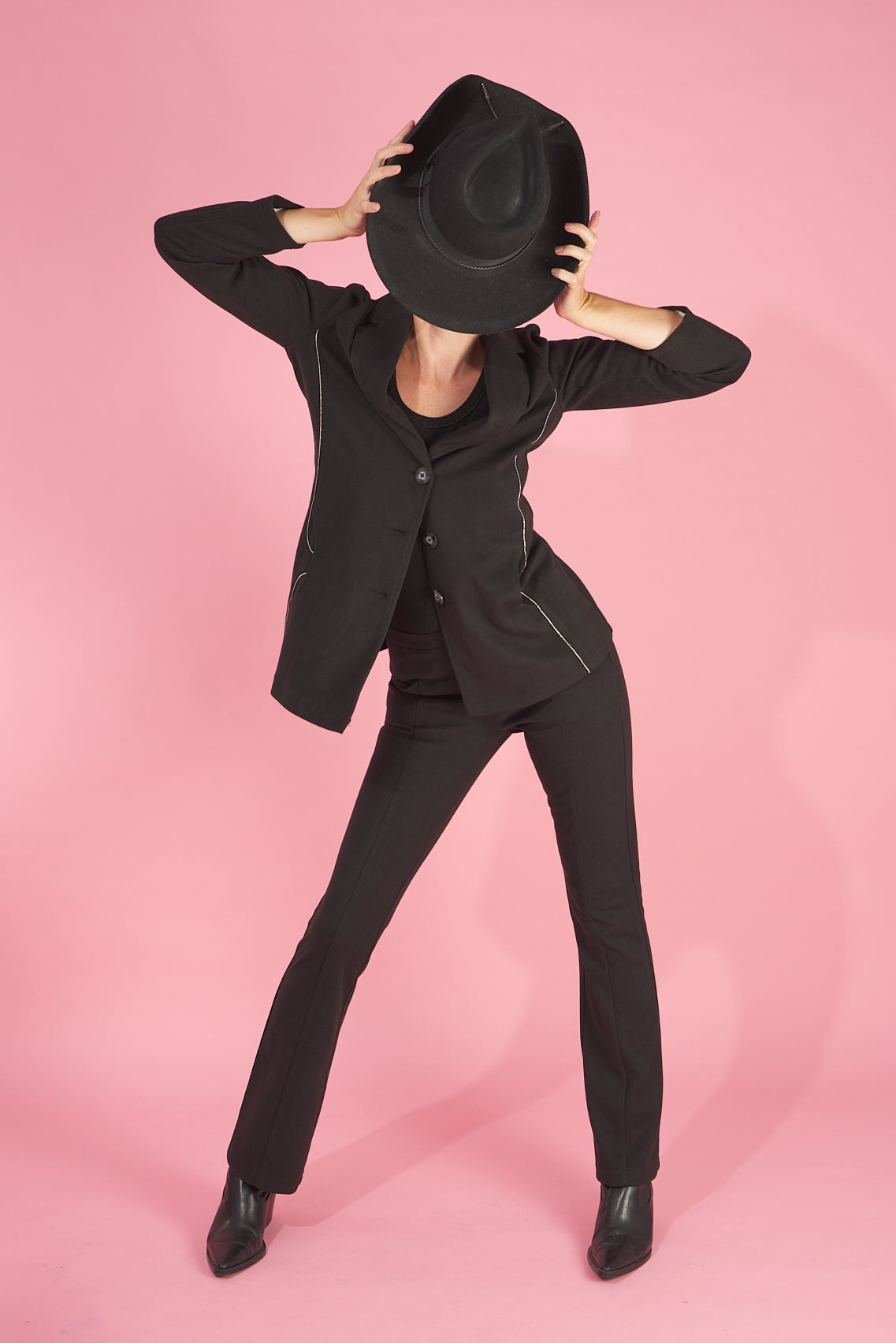 new arrival maxine blazer and the sublime gloss jean by inlarkin featuring detailed silver piping and seam detailing