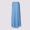 The shay skirt in perry blue by inlarkin featuring a double layer asymmetrical silo hem