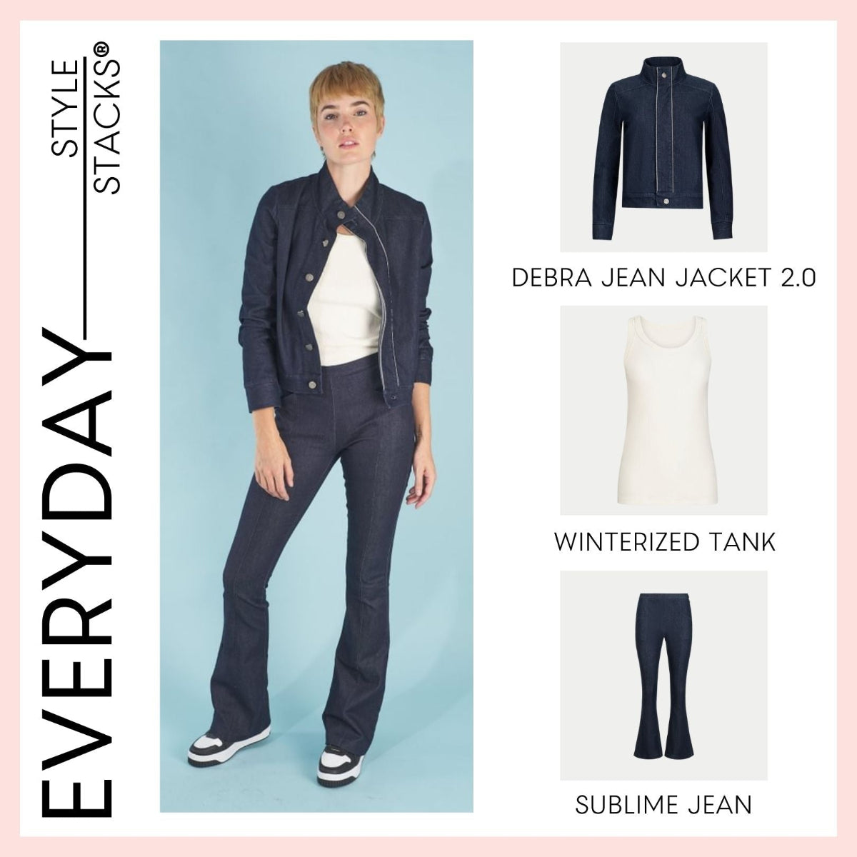 style stacks everyday by inlarkin featuring the debra jean jacket 2.0, winterized tank and sublime jean
