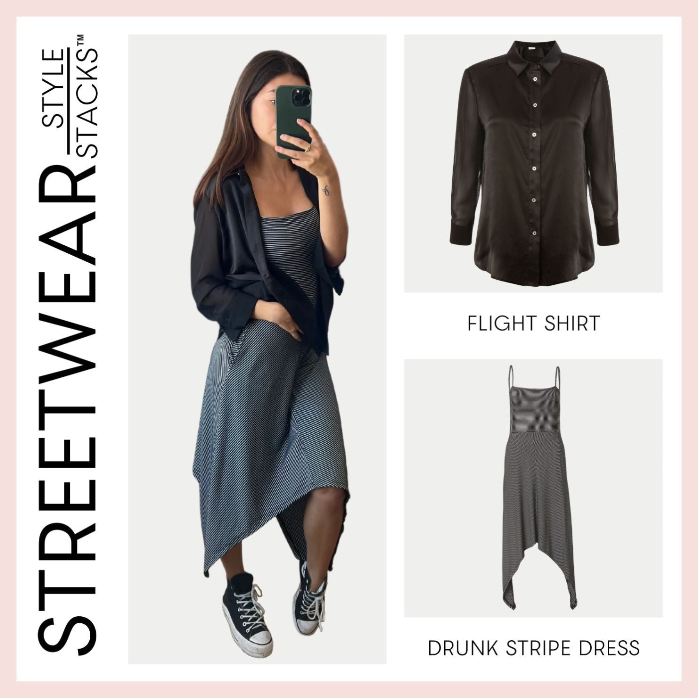 style stack streetwear by inlarkin featuring the flight shirt and drunk stripe dress