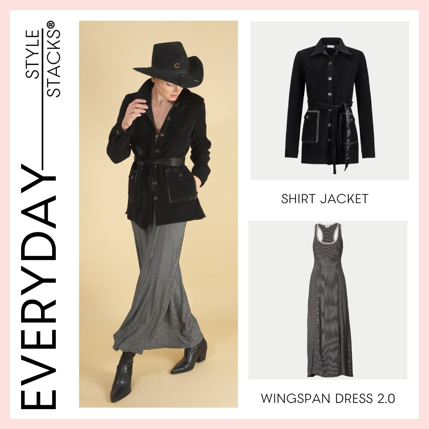 the style stacks everyday by inlarkin featuring the wingspan dress 2.0 and shirt jacket