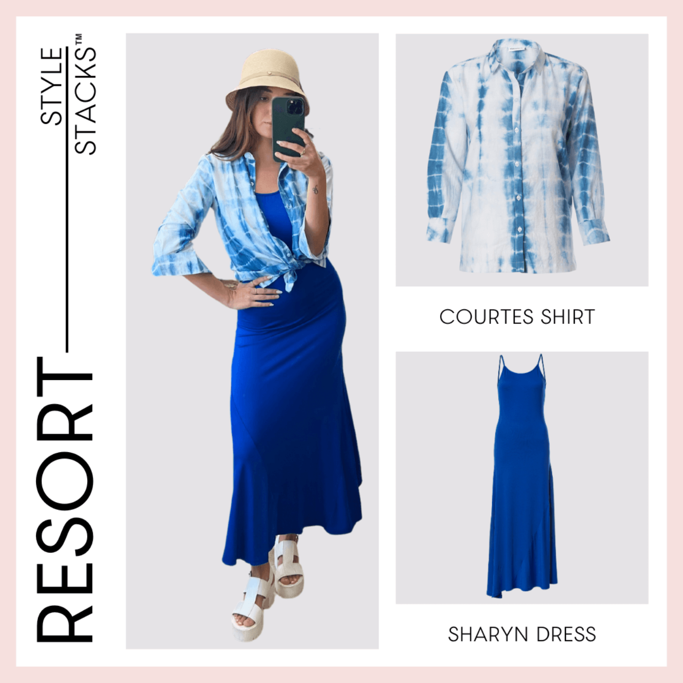 The style stacks resort by inlarkin image featuring the courtes shirt paired with the sharyn dress in cobalt blue