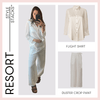 The style stacks resort by inlarkin image showing the flight shirt in white paired with the duster crop pant in white