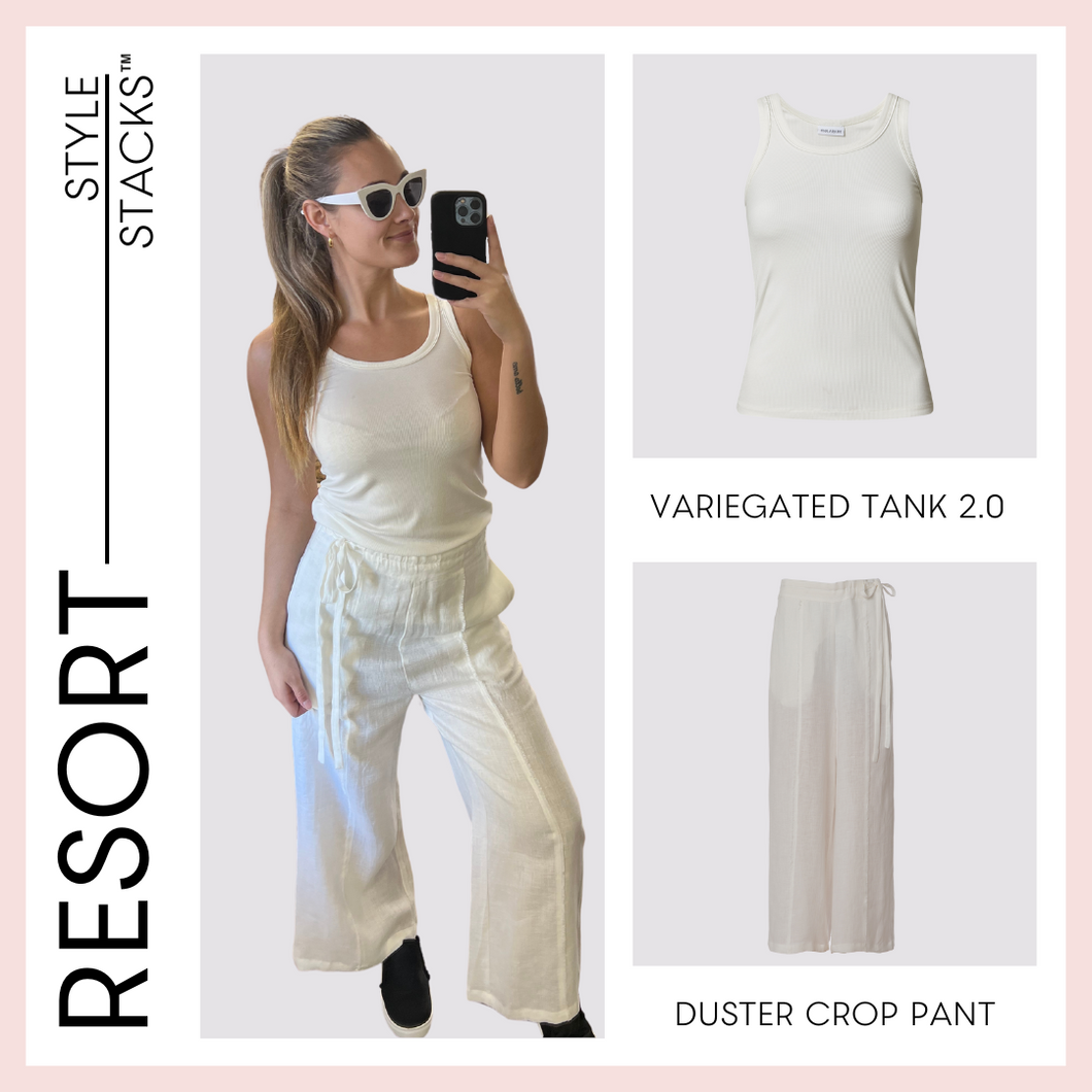  The style stacks resort by inlarkin image featuring the variegated tank 2.0 and duster crop pant