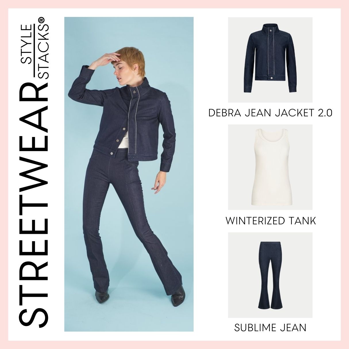 the style stacks streetwear by inlarkin featuring the debra jean jacket 2.0, winterized tank and sublime jean