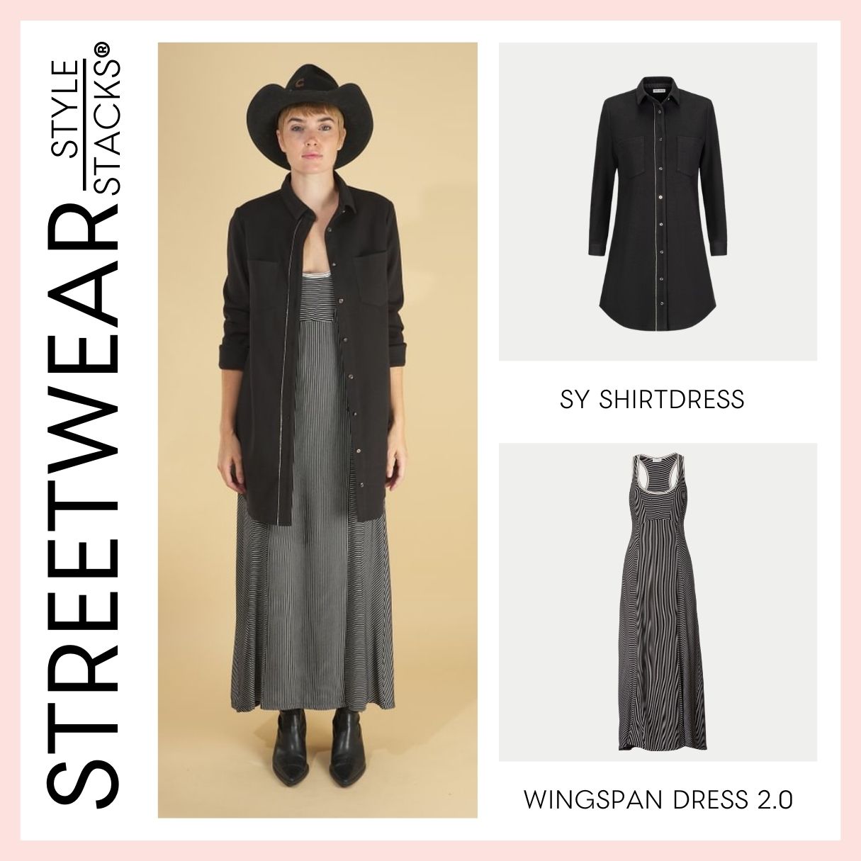 the style stacks streetwear by inlarkin featuring the sy shirtdress and wingspan dress 2.0
