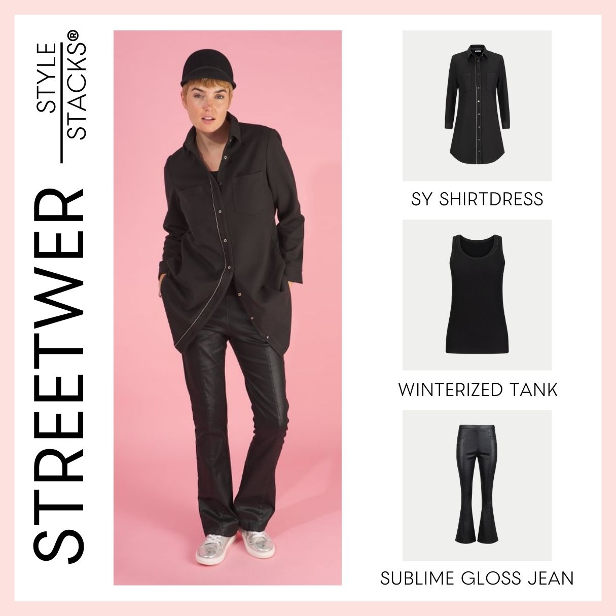 the style stacks streetwear by inlarkin featuring the sy shirtdress, winterized tank and sublime gloss jean
