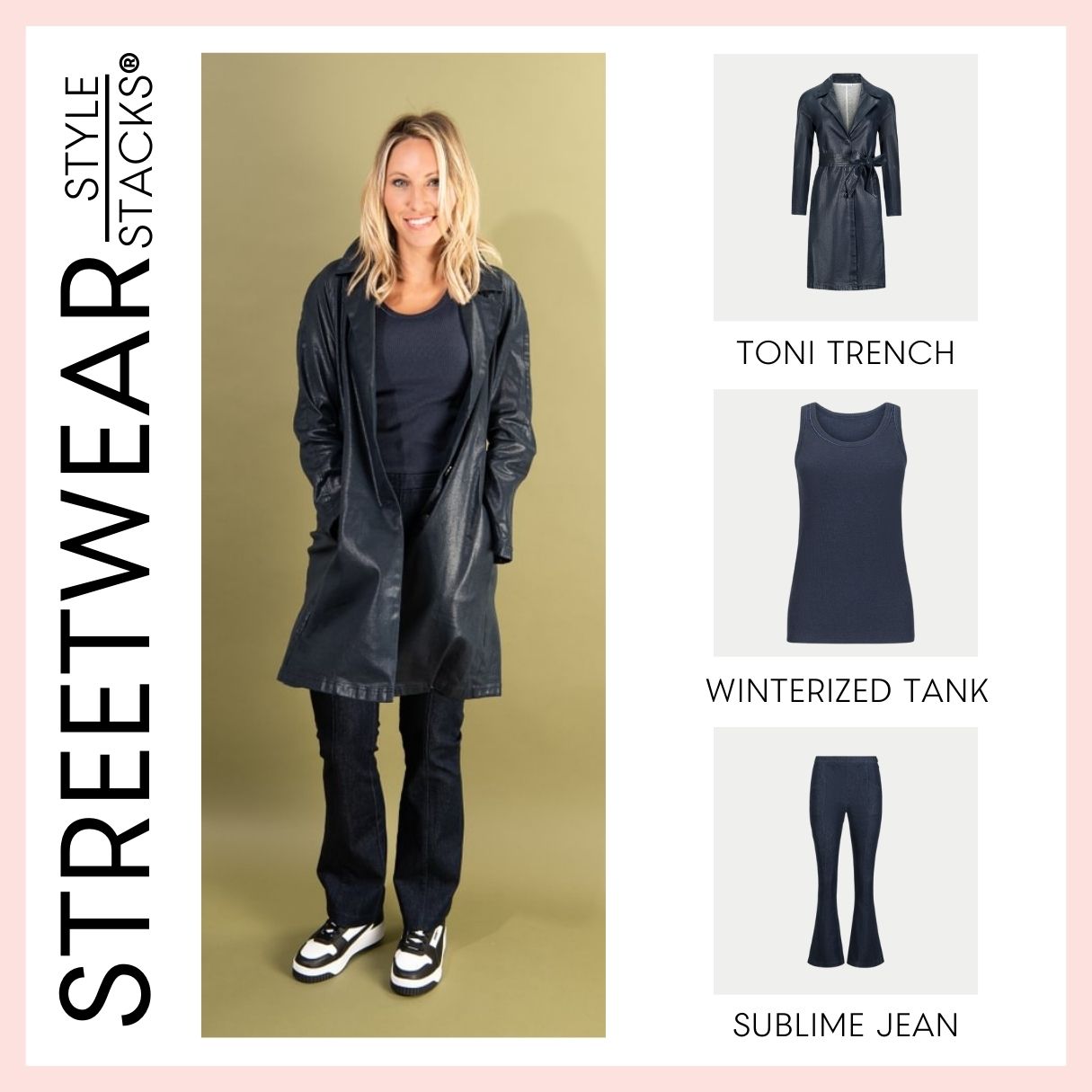 the style stacks streetwear by inlarkin featuring the toni trench, winterized tank and sublime jean