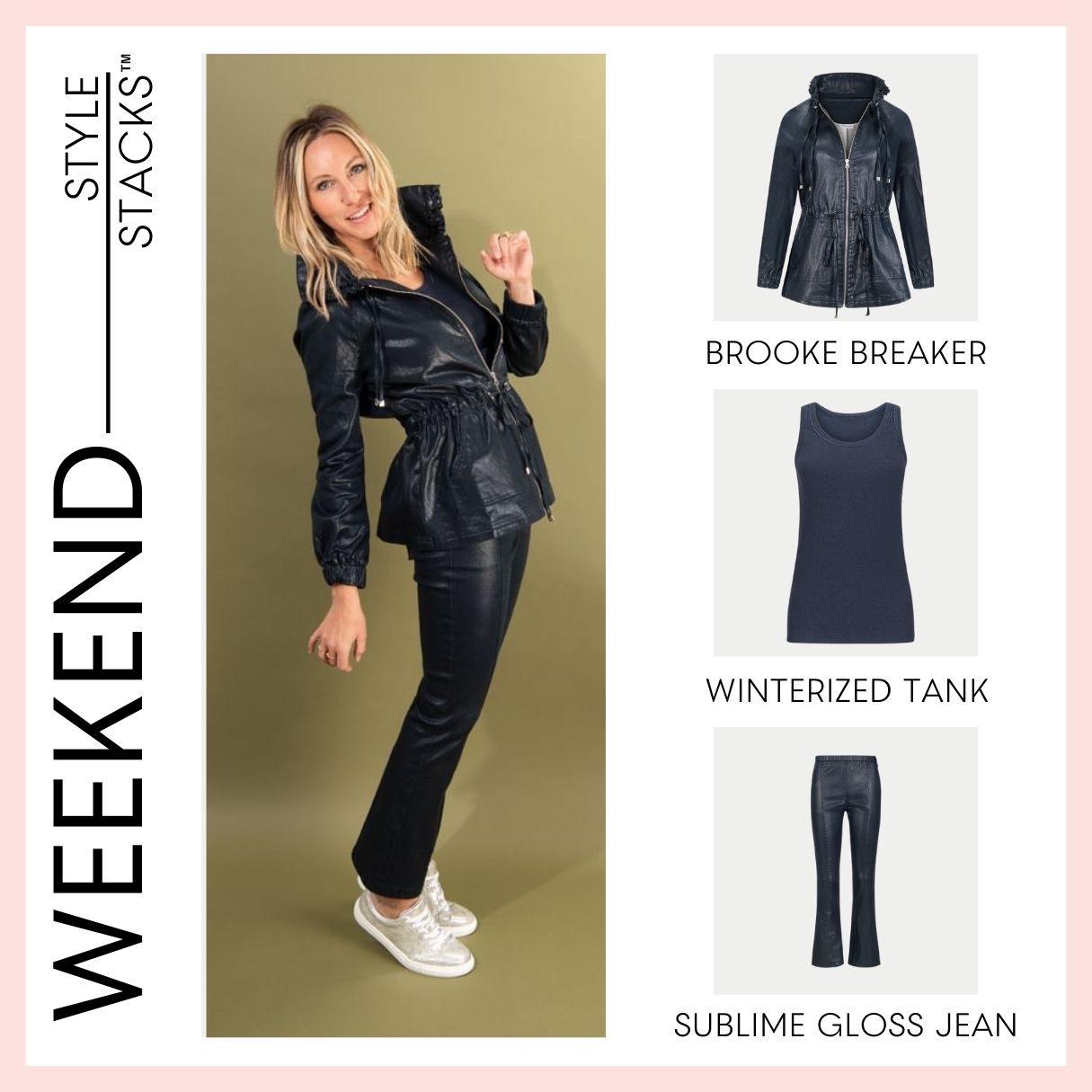 the style stacks weekend by inlarkin featuring the brooke breaker, winterized tank and sublime gloss jean