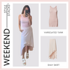 The style stacks weekend by inlarkin image showing the variegated tank in pink paired with the shay skirt in pink