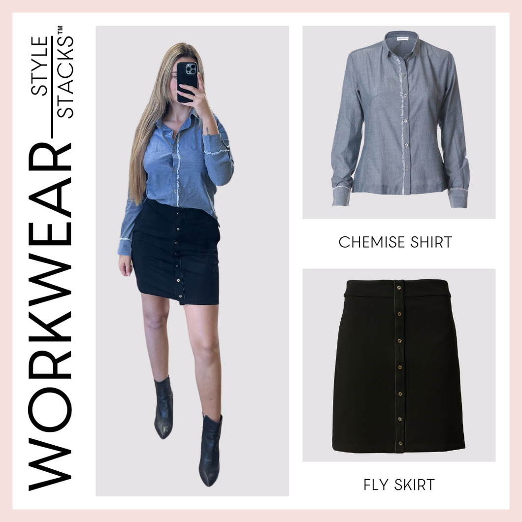  The style stacks workwear by inlarkin image featuring the courtes shirt and fly skirt