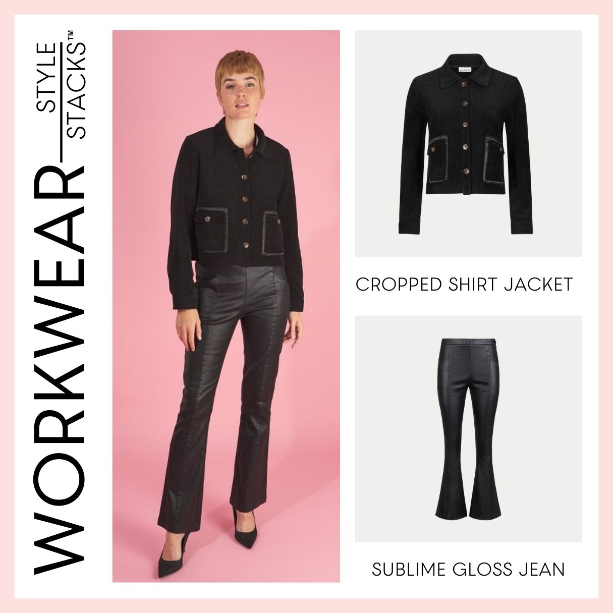 the style stacks workwear by inlarkin featuring the cropped shirt jacket and sublime gloss jean