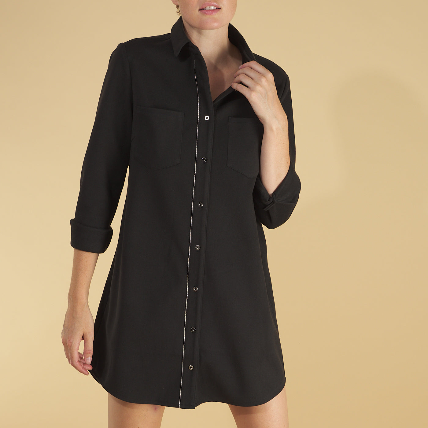 the sy shirtdress by inlarkin can be worn as a dress or jacket