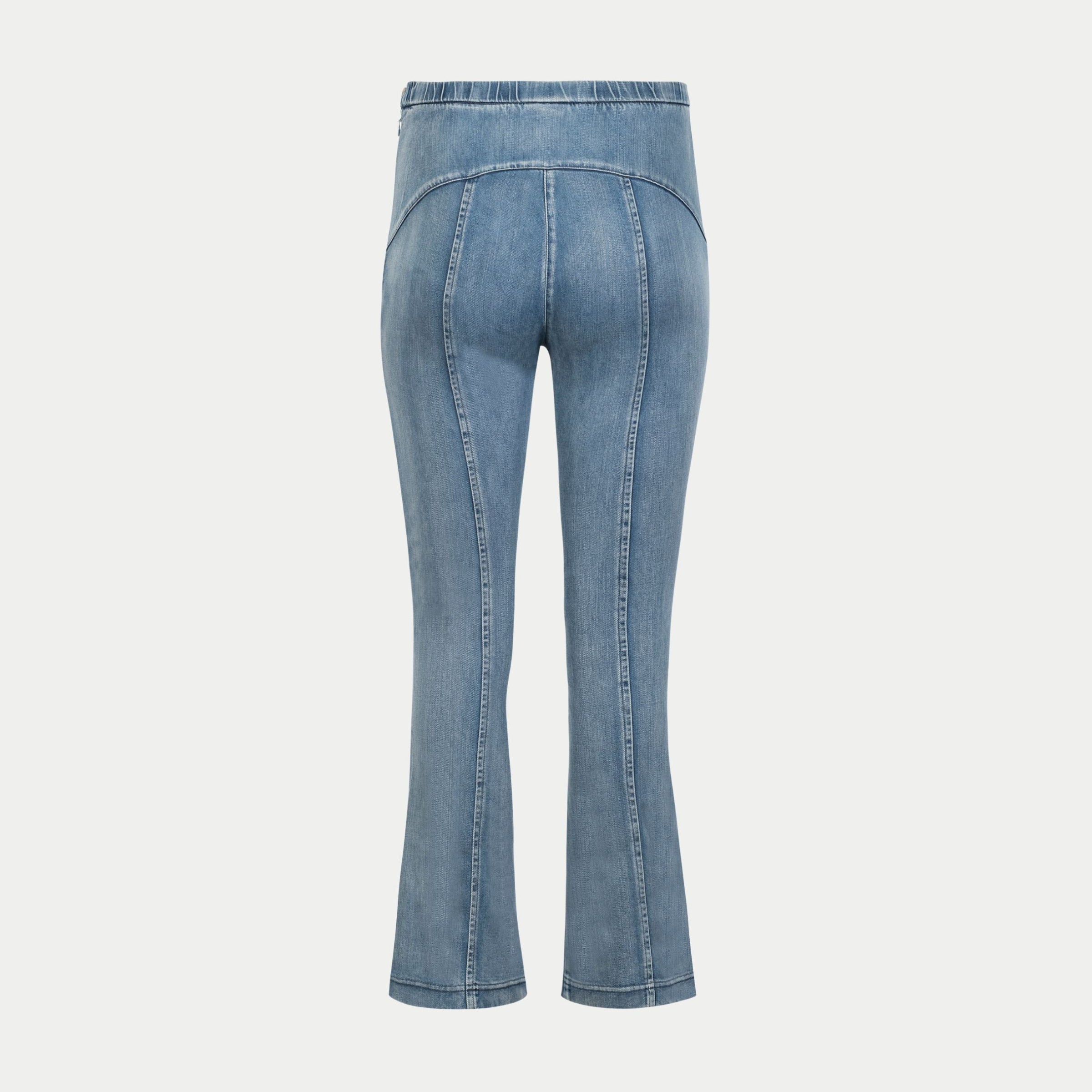 the water jean by inlarkin back view featuring japanese denim with back seam details and slim fit