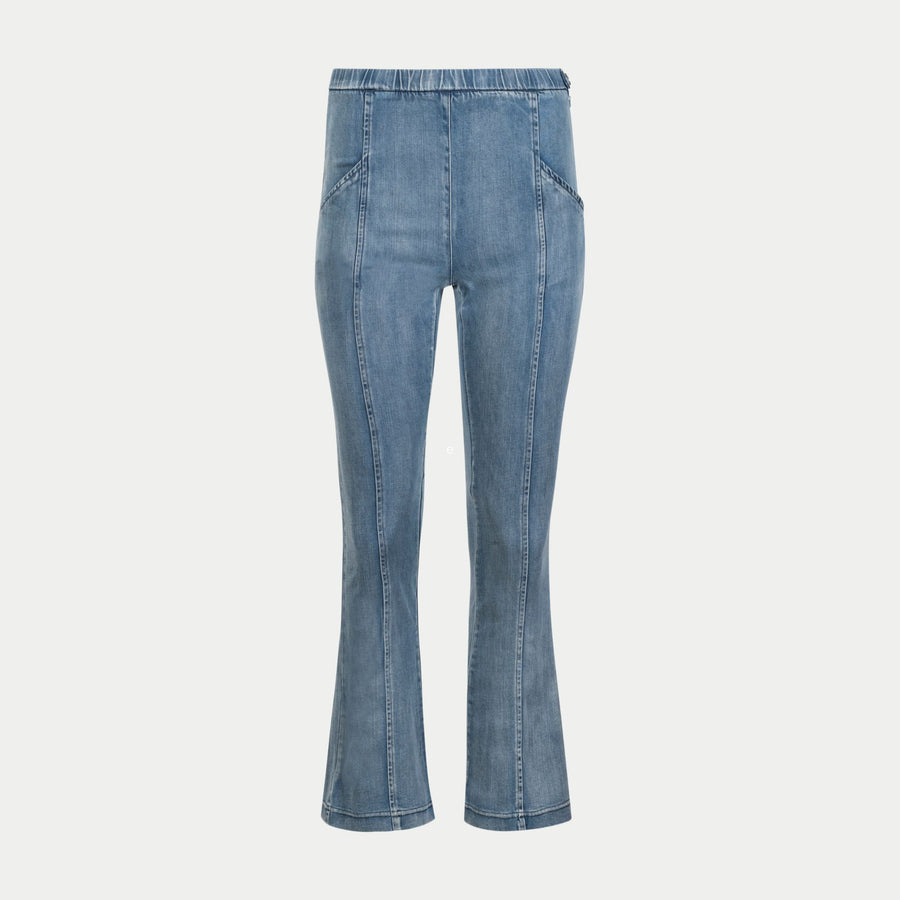 the water jean by inlarkin front view featuring japanese denim with front seam details and slim fit