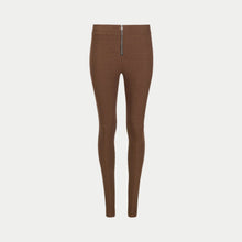  the zippie legging by inlarkin in chocolate front view with stylish zipper detail, premium pointelle fabric and versatility for gym wear to glam wear