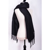 blanket scarf in black by inlarkin made with 100% wool with fringed ends