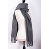 blanket scarf in heathered grey by inlarkin made with 100% wool with fringed ends