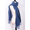 blanket scarf in royal blue by inlarkin made with 100% wool with fringed ends