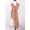 french fringe wrap in camel by inlarkin made with 100% wool with fine fringe along the sides