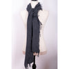 french fringe wrap in grey by inlarkin made with 100% wool with fine fringe along the sides